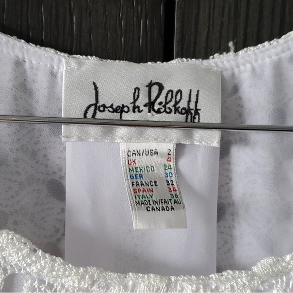 NWOT Joseph Ribkoff White Lace Crewneck 3/4 Sleeve Blouse size 2 - Picture 2 of 4